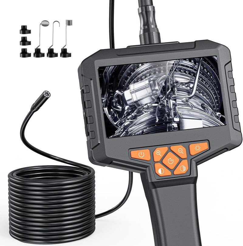 GinoCaco 16.4FT Endoscope with Light, 4.3'' HD 1080P Borescope Inspection Camera, 8 Adjust LED Lights, Semi-Rigid Cable, IP67 Waterproof Scope for HVAC Tool, Gadget Gift for Men - Image 1